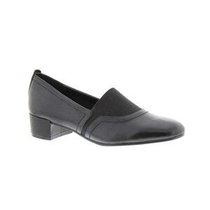 David Tate Womens Size 9 Black Leather Upper Slip-On Loafers Shoes Block Heel